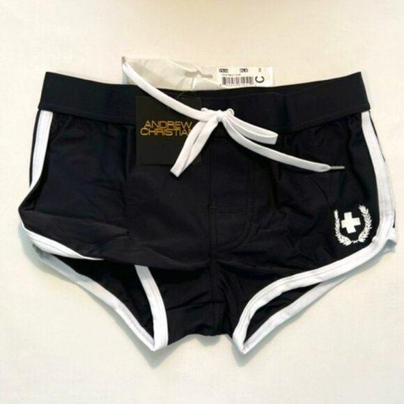 Andrew Christian Size S Swim Trunks - Black/White (926B) Swim Trunks - Picture 1 of 4